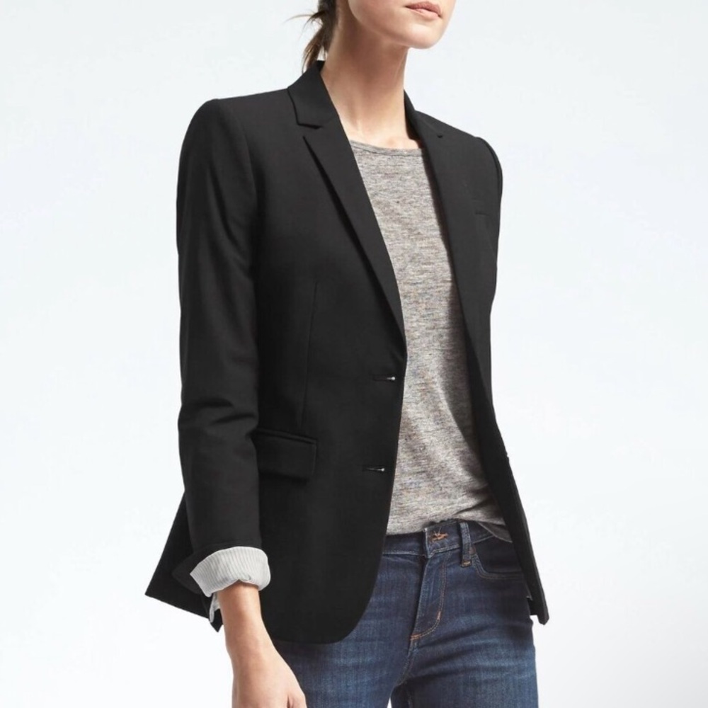 Banana Republic Black Wool Career Stretch Blazer